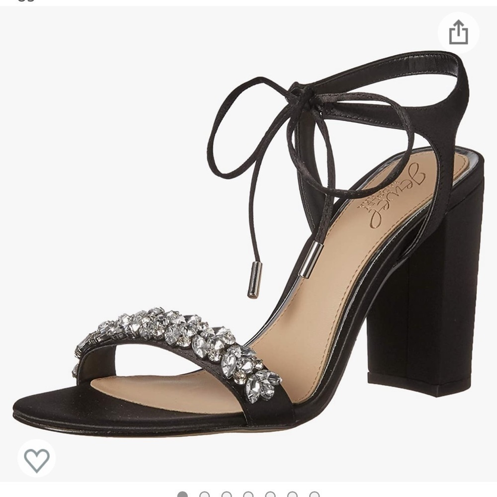 Badgley Mischka Jewel Uzuri‎ black satin lace up sandals Sz 10 new